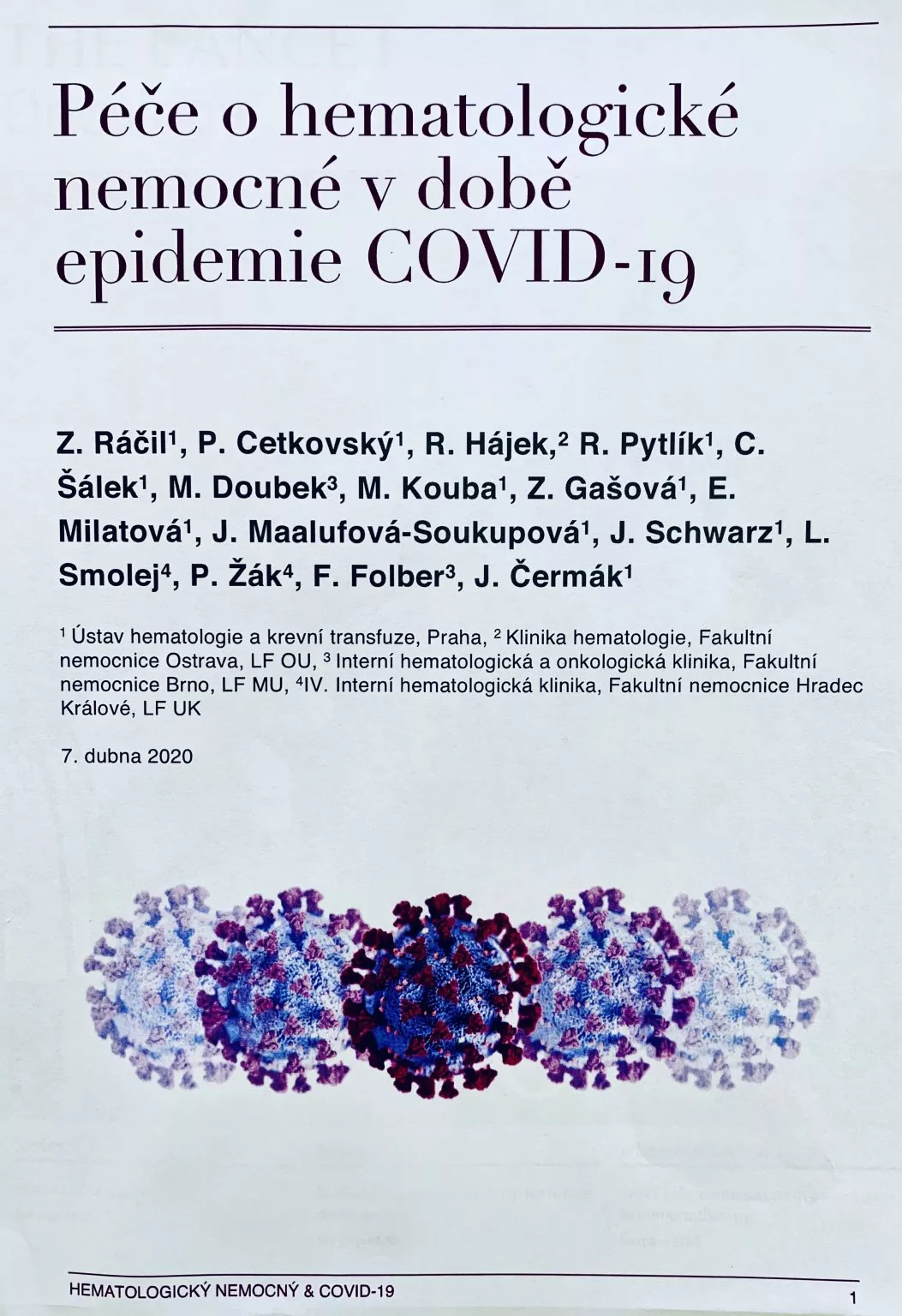 Péče o hematologické nemocné v době epidemie COVID-19